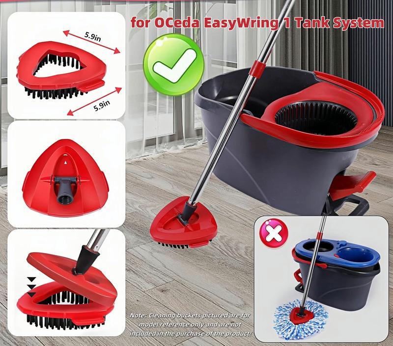 Spin Mop Head and Brush Replacement Compatible with O Cedar EasyWring 1-Tank System, 4 Mop Replace Heads, 1 Mop Handle, 1 Mop Base and 1 Mop Base Scrub Brush Combo Set