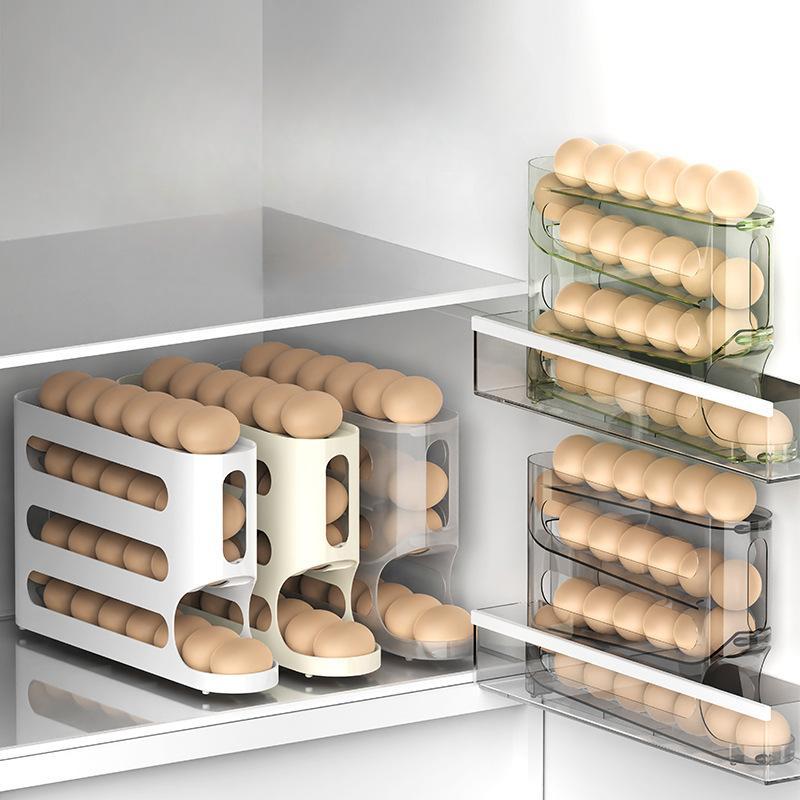 4 Tier Egg Holder, 1 Count Large Capacity Egg Storage Rack, Egg Distributor for Refrigerator, Kitchen Egg Storage Box, Home Organizer for Kitchen