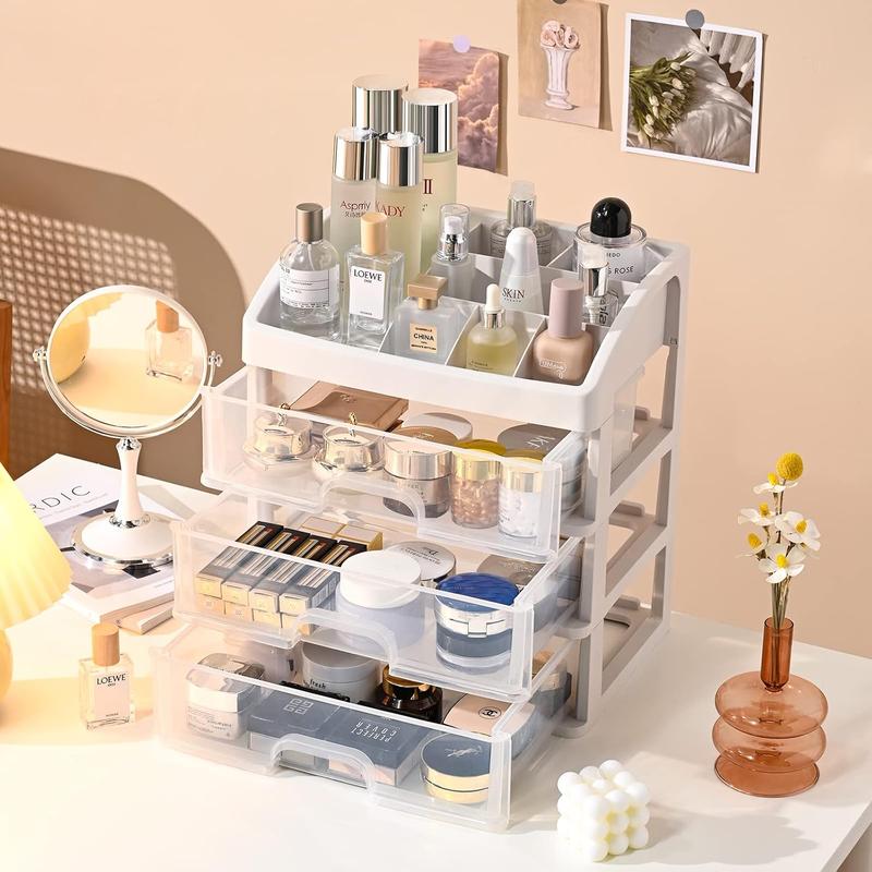 Makeup Organizer for Vanity, Cosmetic Display Cases, Make up Organizers and Storage, Bathroom Countertop with 3 Drawers