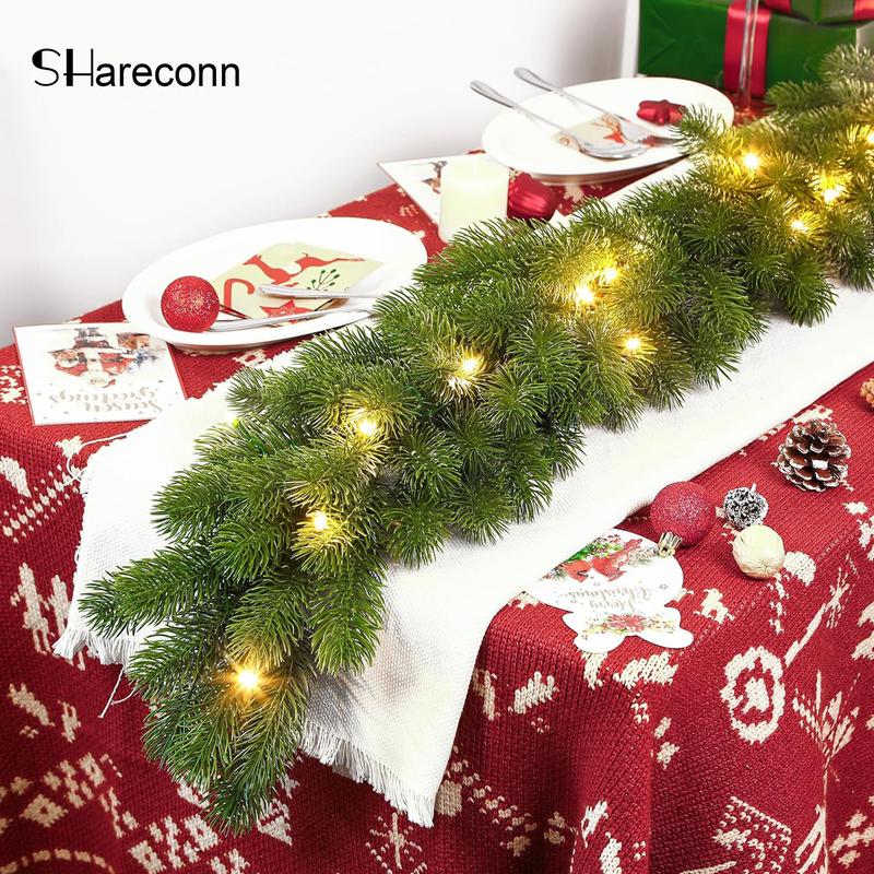 SHareconn 2025 Prelit Artificial Christmas Garland Perfect Operated for Mantle Stairs Fireplace Christmas Decoration, Indoor Outdoor