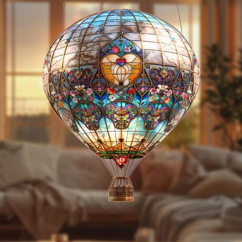 Hot Air Balloon Design Hanging Decor, 2 Counts Vintage Style Hanging Ornament, Wall Hanging Decor for Home Living Room Bedroom