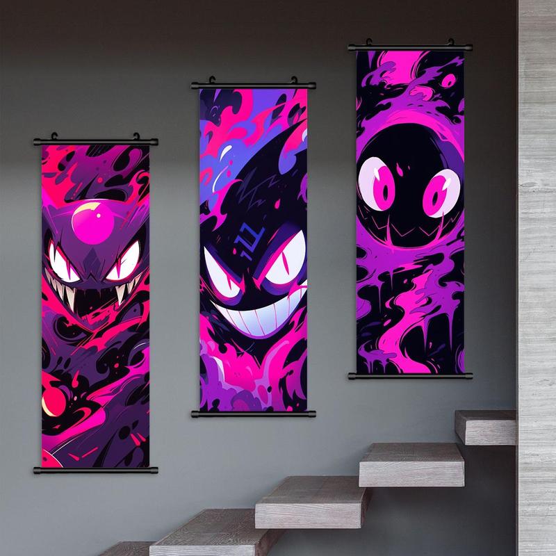 Cartoon Pattern Hanging Banner, 3 Counts set Colorful Cartoon Imp Poster, Game Room Decor, Exquisite Wall Art, Perfect Home Decor