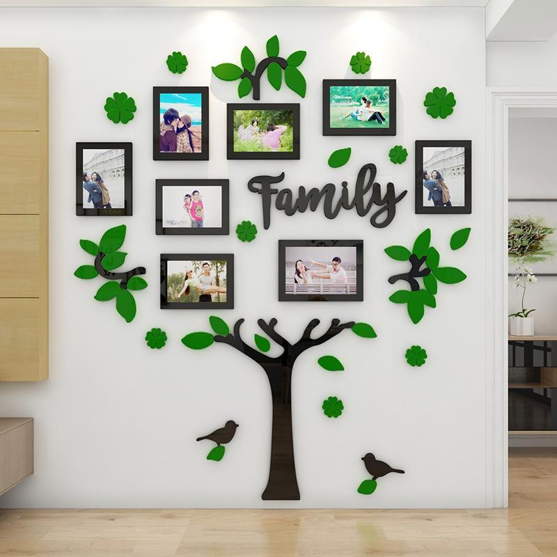 Tree Design Wall Sticker, 1 Set Creative 3D Acrylic Wall Decal with Photo Frames, Decorative Wall Art Decor for Home Living Room Bedroom Study Room