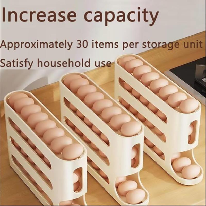 4 Tier Egg Holder, 1 Count Large Capacity Egg Storage Rack, Egg Distributor for Refrigerator, Kitchen Egg Storage Box, Home Organizer for Kitchen