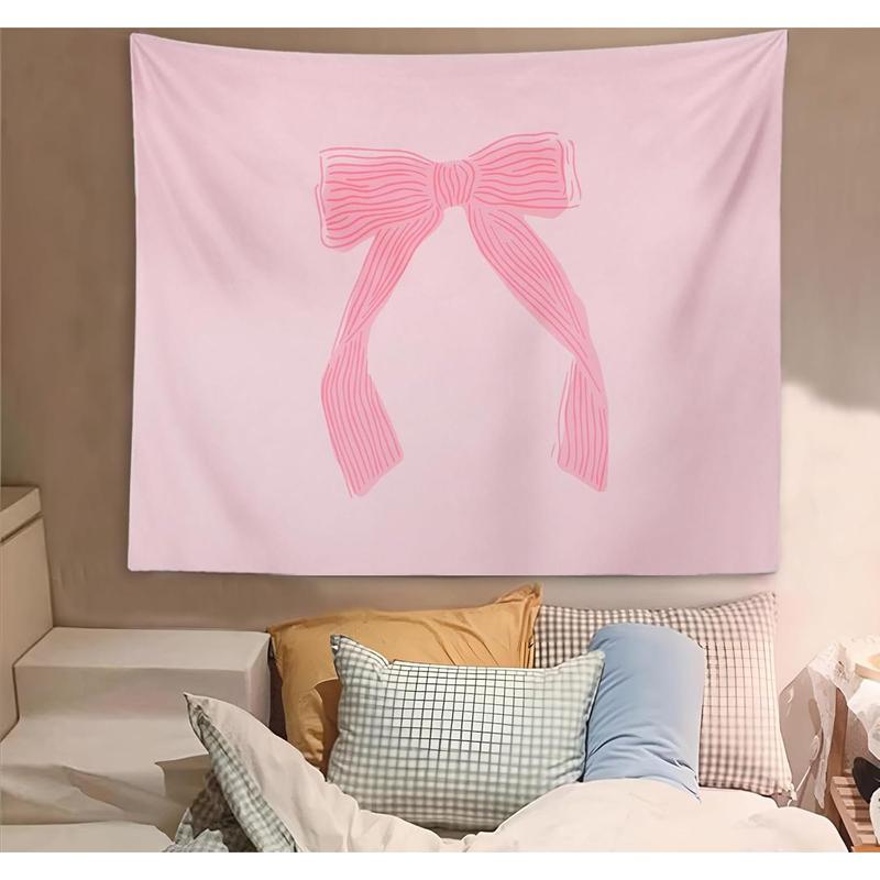 Pink Coquette Bow Tapestry Wall Hanging, Preppy Wall Art Room Decor, Coquette Room Wall Decor, Bow Room Decor, Pink Girly Tapestry for Bedroom College Party, 50×60 inches