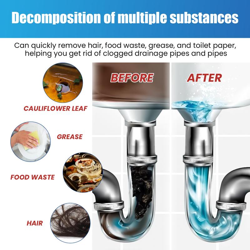 Sewer Clog Remover ， Cleaner,Effectively removes hair and prevents clogs，Plumbing Friendly Sink Cleaner Deodorizer Household Kitchen Cleaning