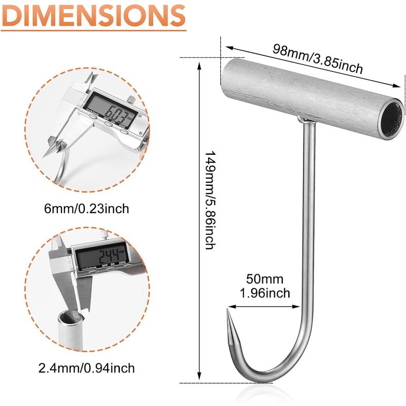 Stainless Steel Meat Hook - 2Pcs - T-Shaped Butcher's Hook for Easy Processing,T-Handle Boning Hooks,Great Hook for The Home-Butcher