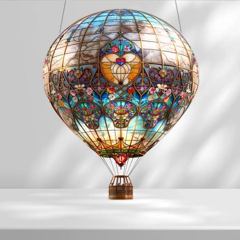 Hot Air Balloon Design Hanging Decor, 2 Counts Vintage Style Hanging Ornament, Wall Hanging Decor for Home Living Room Bedroom