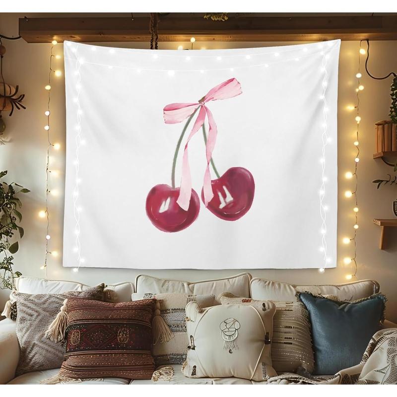 Pink Coquette Bow Tapestry Wall Hanging, Preppy Wall Art Room Decor, Coquette Room Wall Decor, Bow Room Decor, Pink Girly Tapestry for Bedroom College Party, 50×60 inches