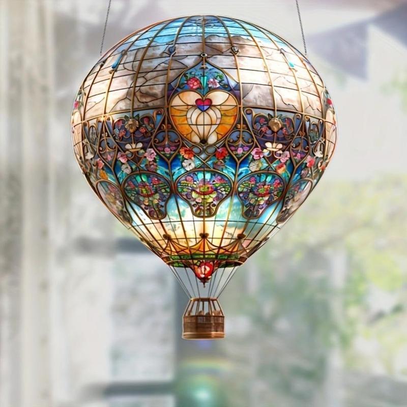 Hot Air Balloon Design Hanging Decor, 2 Counts Vintage Style Hanging Ornament, Wall Hanging Decor for Home Living Room Bedroom