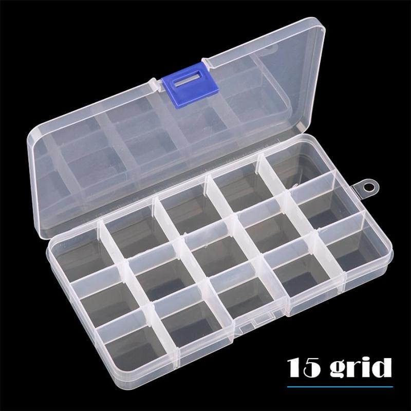 Clear Fishing Lures Storage Box, 15 Girds Fishing Tackle Organizer Box, Fishing Lures Case, Universal Organizer Box for Beads, Buttons & Flyfishing, Solocamping, picnicaesthetic