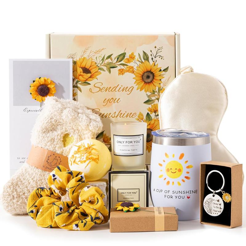 Sunflower Gifts for Women,Sending Sunshine Get Well Soon Gifts Basket Care Package  Birthday Gifts Box Thinking of You Gift for Her Relaxing  Bath Gift for Women  Mom Sister  friend