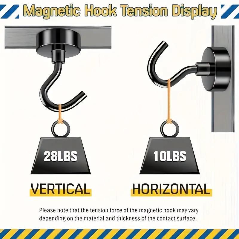 Magnetic Hook, 6 Counts set Magnetic Hook for Refrigerator &  Kitchen &  Classroom & Door, Large Magnetic Hook for Grill & Tool