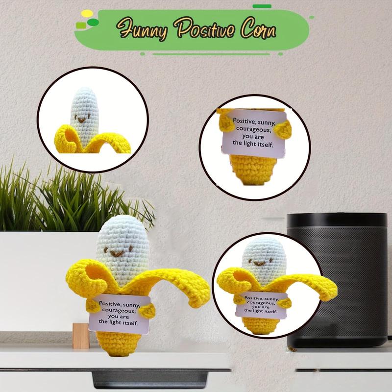 Funny Positive Corn, Cute Knitted Positive Corn with Positive Card, Creative Positive Knitted Corn Toy for Birthday Gifts Party Decoration, Christmas Gift