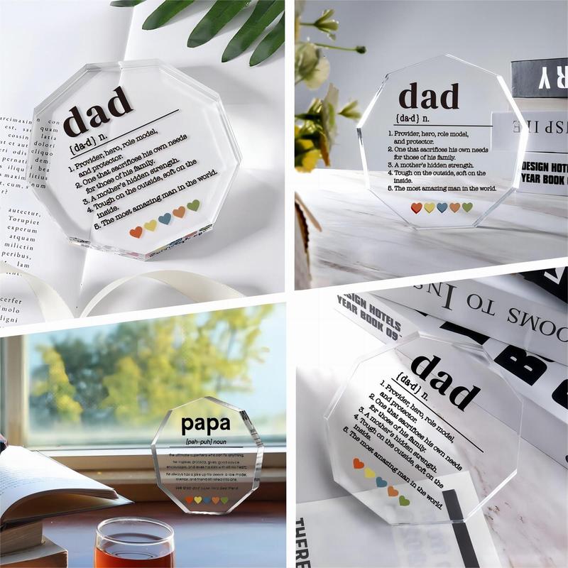 Room Decor Acrylic Dad Award Decor, 1 Count Clear Dad's Inspirational Words Statue, Award for Father Of The Year Gifts for Home, Candy Gift for Dad, Desk Ornaments for Home, Home Decor