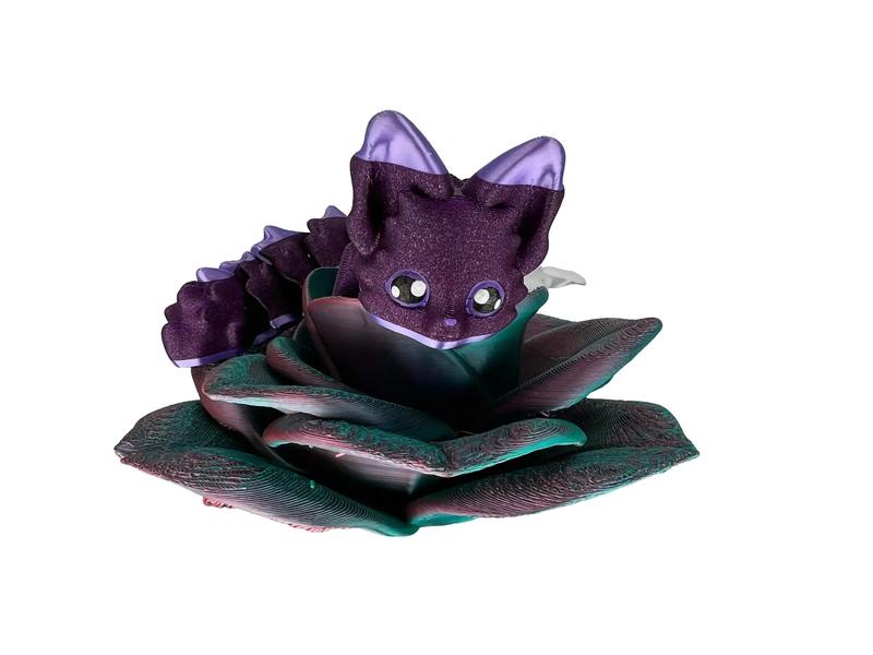 Lavender Plum Fox - 3d Printed- Fox Figurine Decor Plastic