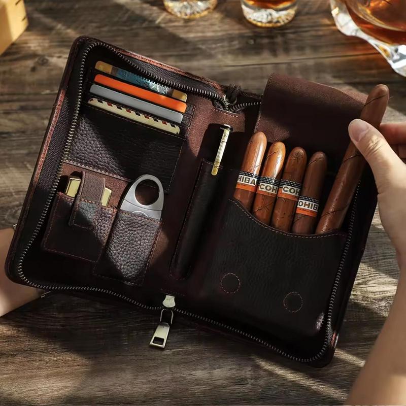 Leather Cigarette Storage Bag, 1 Count Dust Proof Cigarette Storage Bag with Zipper, Cigarette Accessories Storage Organizer for Home & Travel