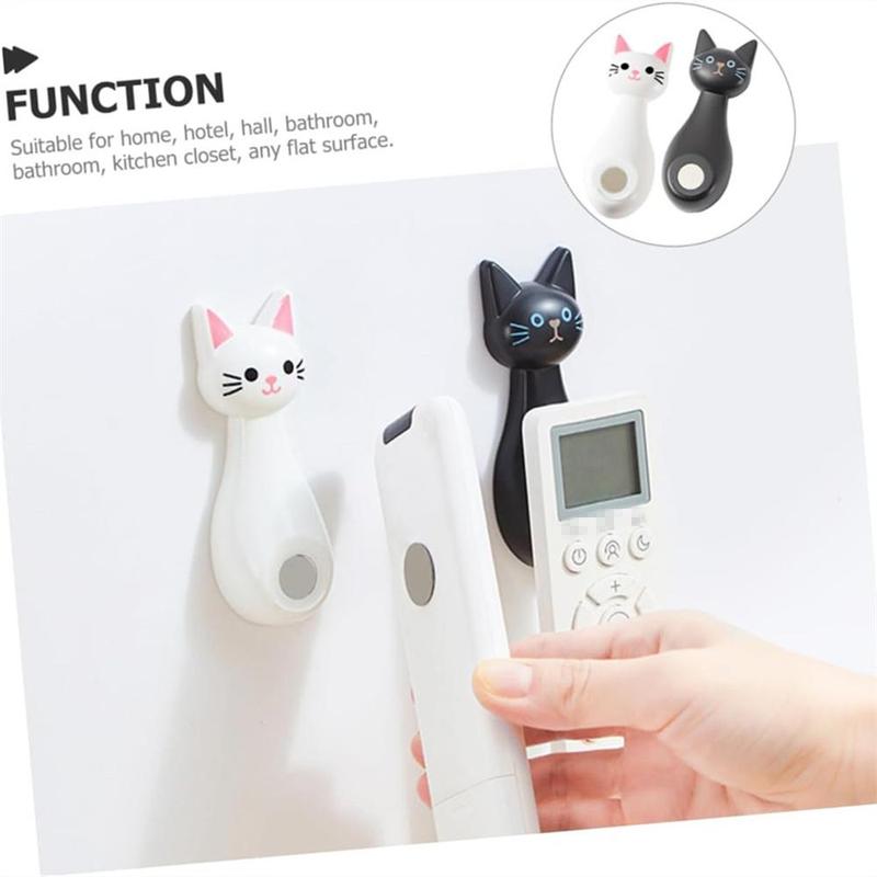 Cartoon Cat Design Magnetic Remote Control Holder, Wall Mounted Remote Control Storage Hook, Cute Storage Organizer for Home Living Room Bedroom