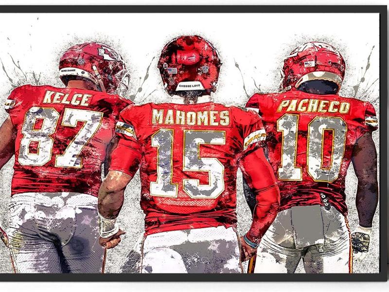 Matching Sports Design Poster, Kansas City Chiefs, Gallery Man Cave, Kids Room, Game Room