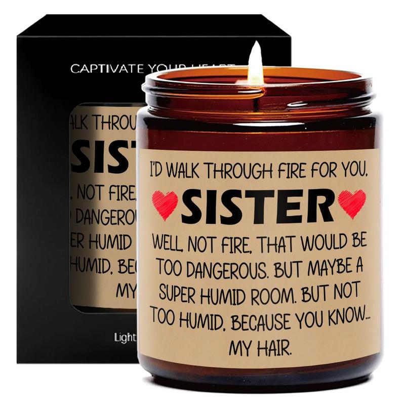 Sisterly Love Scented Candle, Funny Letter Pattern Candle, Home Decor Supplies for Living Room Bedroom, Gift for Sister, Birthday Gift