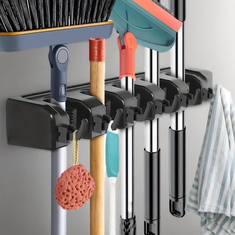 Multi-function Magic Broom & Mop Hook, 1 Count Multi-grid Broom & Mop Holder, Portable Household Broom & Mop Organizer Hook Wall, Summer Day Supplies, Summer Essentials, Bedroom Furniture Decorative Accessories, Room Accessories