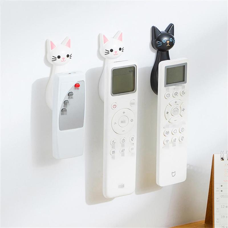 Cartoon Cat Design Magnetic Remote Control Holder, Wall Mounted Remote Control Storage Hook, Cute Storage Organizer for Home Living Room Bedroom