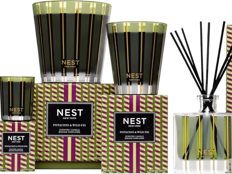 NEST New York Scented Votive Candle, Pistachio & Wild Fig - 2 oz - Up to 28-Hour Burn Time - Reusable Glass Vessel