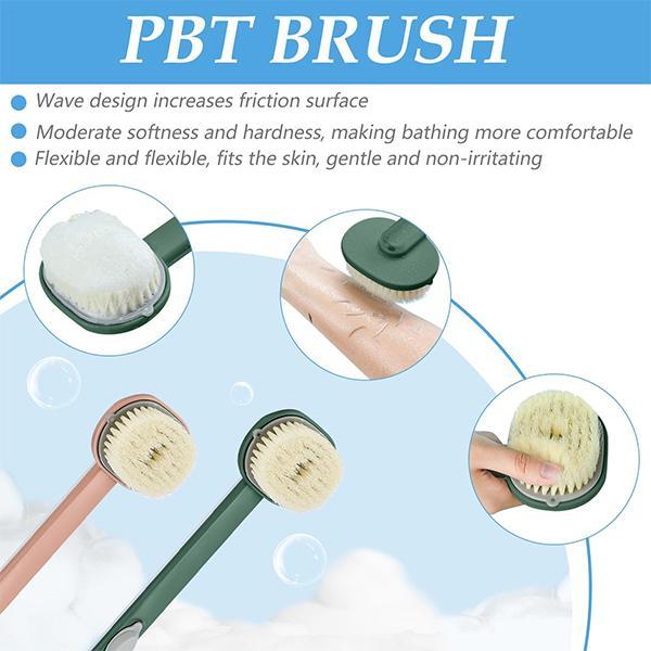 Long Handle Bath Massage Brush with Soap Dispenser – Back Scrubber for Wet & Dry Brushing, Exfoliation