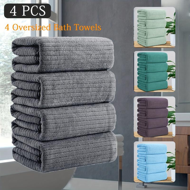 4 Pack Plus Size Oversized Bath Towels Set - Towel Sets with Extra Large 35