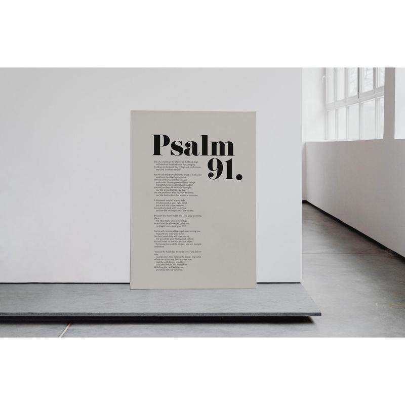 Psalm 91 Bible Verse Wall Art, Minimalist Decor, Christian Modern Scripture Poster, Bold Typography, Baptism, Birthday Gift Idea