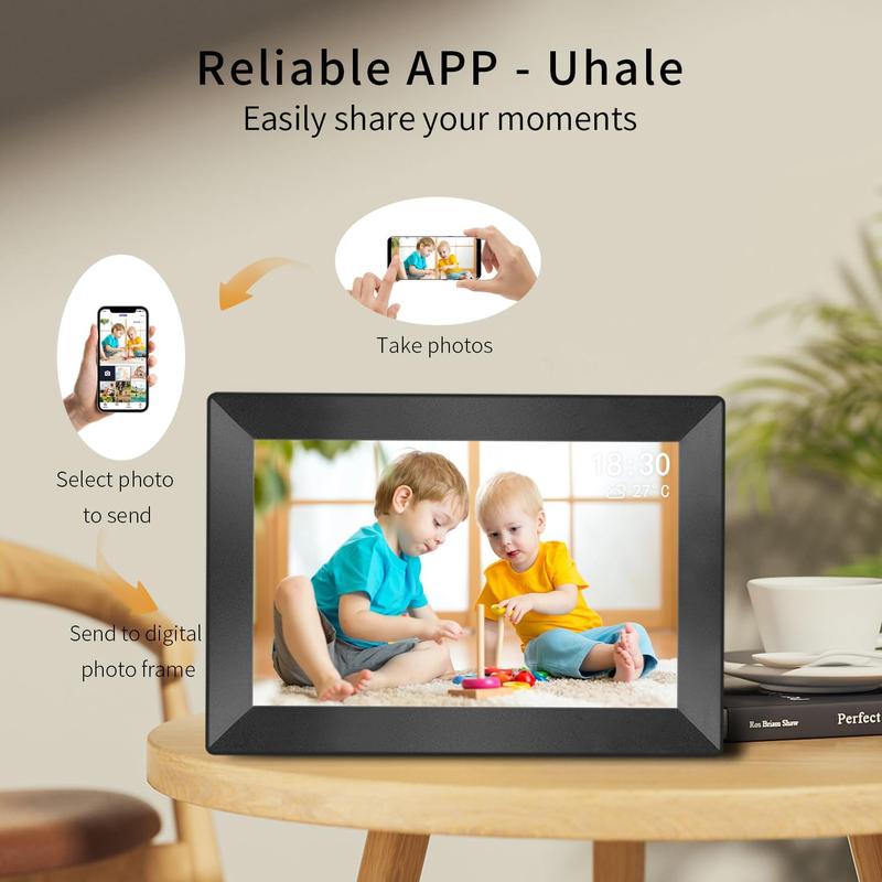 Uhale Digital Picture Frame WiFi Smart Slideshow Picture Frames 10.1Inch HD Digital Photo Frame, 16GB Storage, Electronic Picture Frame Easy to Share Photos and Video via Uhale APP-Gifts for Family