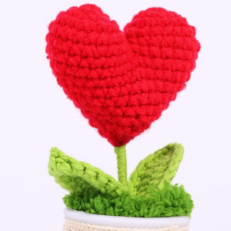 Handmade Crochet Flower Pot Ornament, 1 Count Cute Desktop Knitted Potted Plant, Artificial Woven Flower Potted Plant, Room Decor