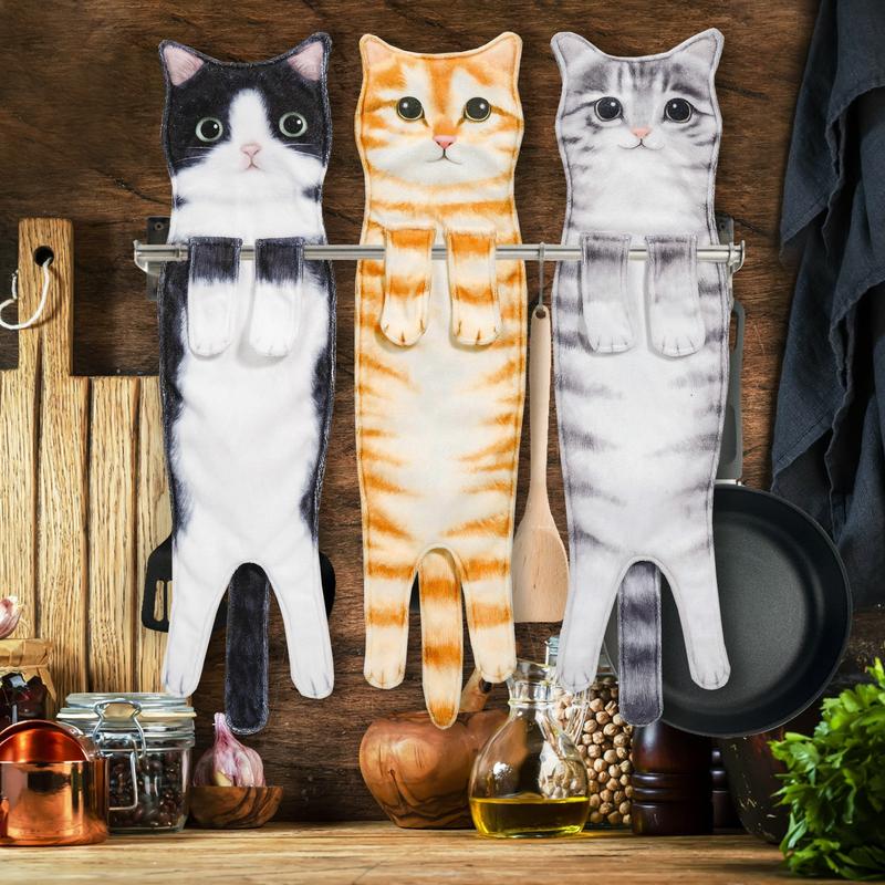 Cat towel absorbs water and washes face cat can  towel cute cartoon Hanging Hangable