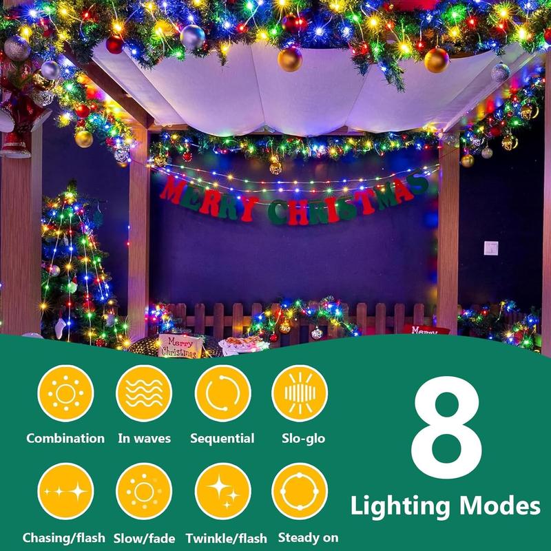 1000LED Christmas String Lights. 328FT. Waterproof. Remote. 8 Modes. Multicolored.