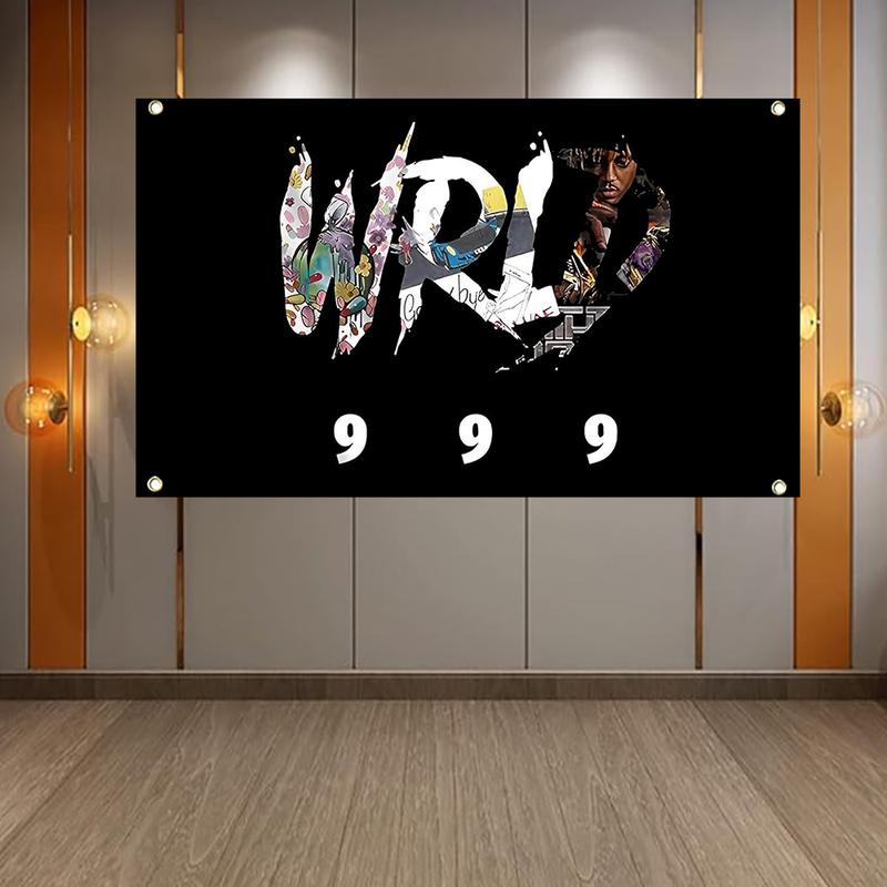 3x5ft Wrld 999 Tapestry Flag Poster Funny Hip Hop Rapper Banner for Bedroom Living Room College Dormitory Wall Decor Wall Art