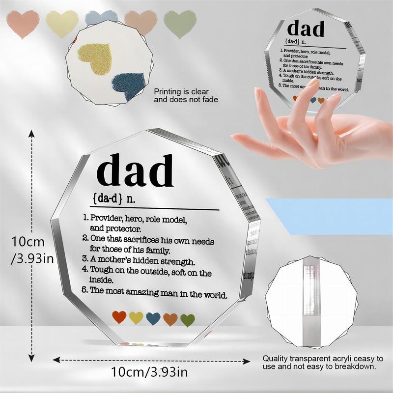 Room Decor Acrylic Dad Award Decor, 1 Count Clear Dad's Inspirational Words Statue, Award for Father Of The Year Gifts for Home, Candy Gift for Dad, Desk Ornaments for Home, Home Decor