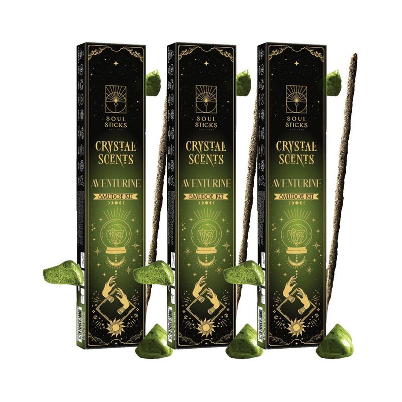 Soul Sticks, Aventurine Crystal Scents Smudge Kit (3 PK)