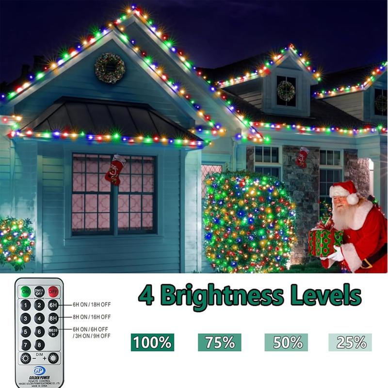 1000LED Christmas String Lights. 328FT. Waterproof. Remote. 8 Modes. Multicolored.