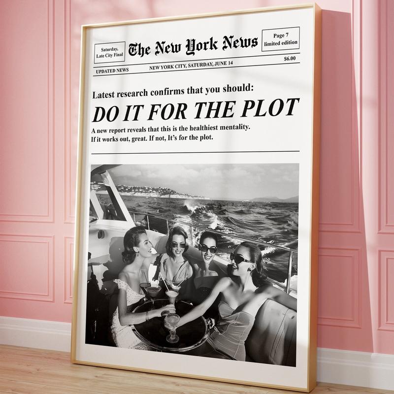 Trendy Newspapers Print, Do it for the plot Poster No Frame, Hot Girls Poster, Retro Bar Cart, Magazine Headline Cover Aesthetic, Preppy Room Decor