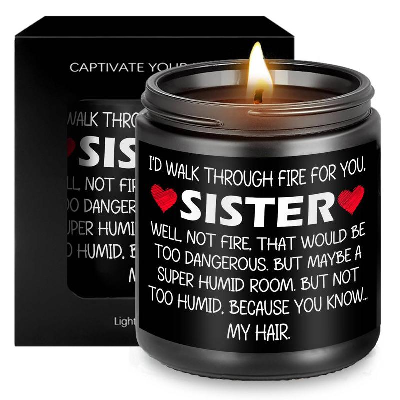 Sisterly Love Scented Candle, Funny Letter Pattern Candle, Home Decor Supplies for Living Room Bedroom, Gift for Sister, Birthday Gift