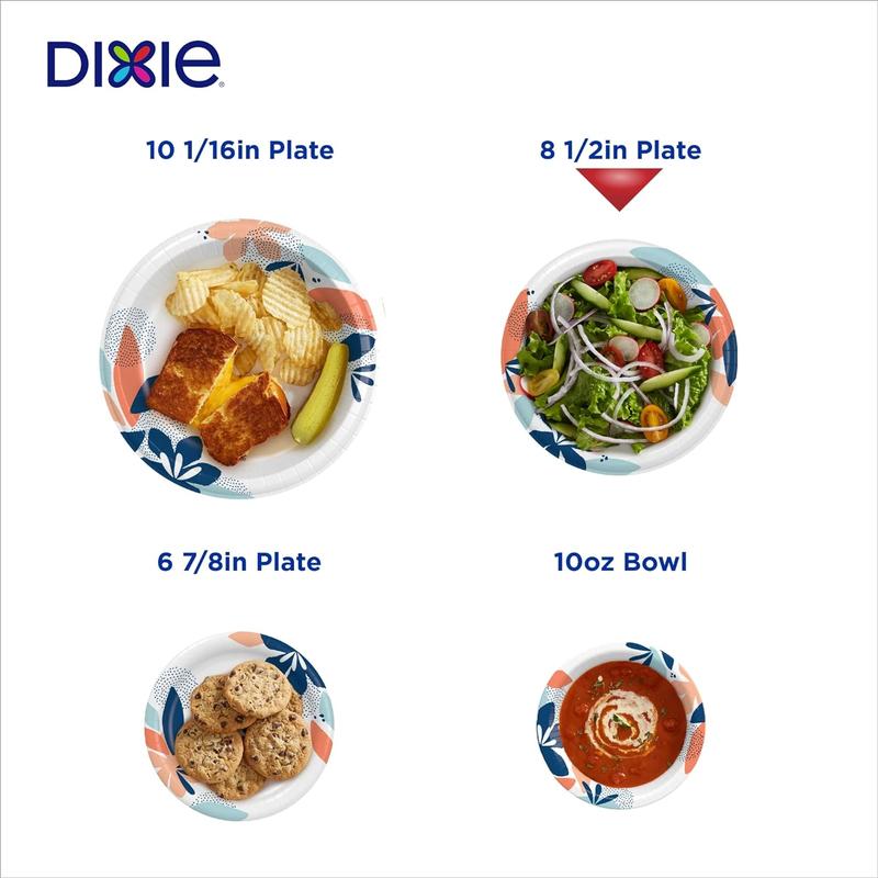 Everyday Paper Plates, 8 1 2 Inch, 90 Count, Lunch or Dinner, Printed Disposable Plates Floral Pack