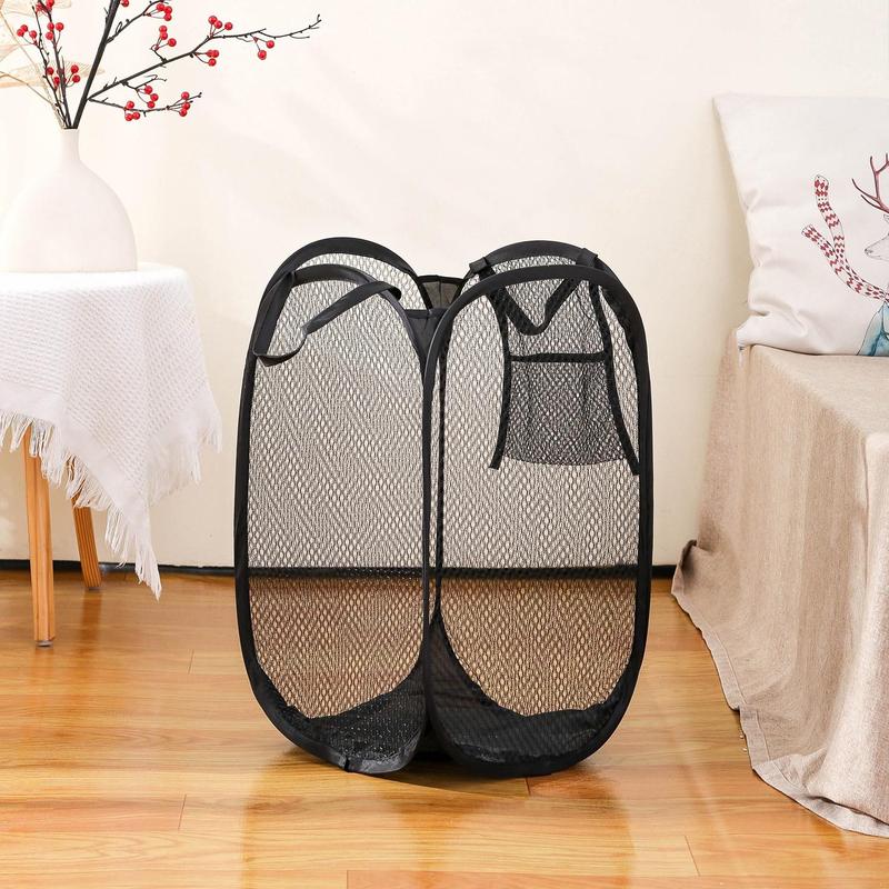 Collapsible Mesh Laundry Basket, Foldable Dirty Clothes Storage Basket, Home Organizer for Bedroom Bathroom Laundry Room, Storage Organizer for Bedroom