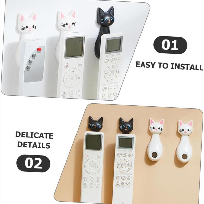 Cartoon Cat Design Magnetic Remote Control Holder, Wall Mounted Remote Control Storage Hook, Cute Storage Organizer for Home Living Room Bedroom