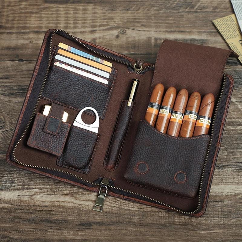 Leather Cigarette Storage Bag, 1 Count Dust Proof Cigarette Storage Bag with Zipper, Cigarette Accessories Storage Organizer for Home & Travel