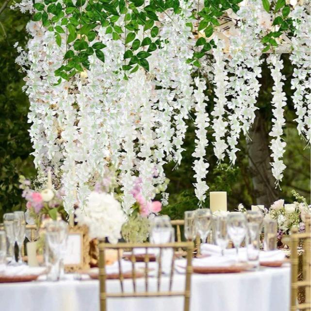 1 Set Of 6.9ft  Artificial Wisteria Flowers, Plastic Fake Vines Decoration Flowers, Covering Faux Flowers For Ceiling, Suitable For Home Gathering Wedding Party Festival Indoor And Outdoor Decorations