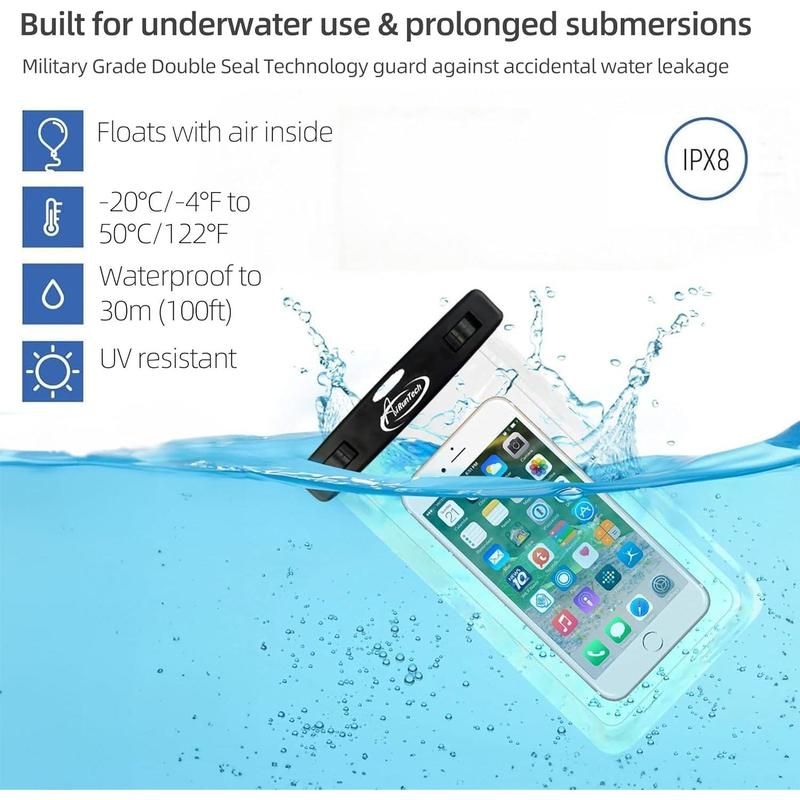 Airuntech waterproof pouch, waterproof case with lanyard protector for iPhone 16 15 14 13 12 11 pro Max, waterproof cellphone bag beach cruise ship vacation accessories