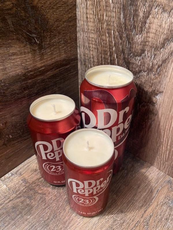 Dr Pepper Soy Candle Hand Poured Dr Pepper Soda Can Candle Custom Scented Soda Pop Candle