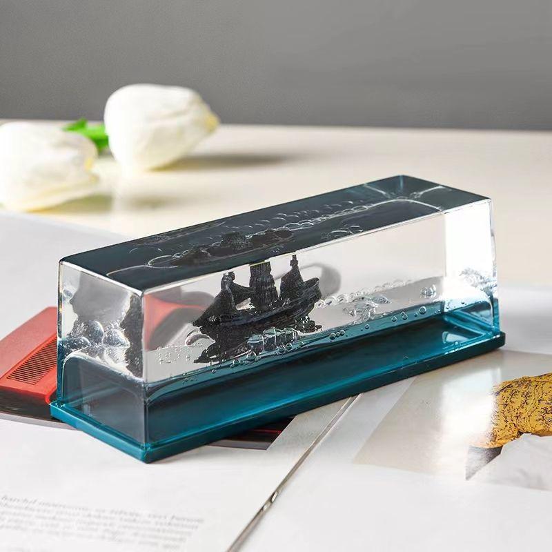 Cruise Ship Fluid Drift Bottle, Unsinkable Boat in a Box, Titanic Cruise Ship Model Liquid Wave Cruise Ship Decoration, Cruise Ship Toy, for Car Display Cases & Gifts