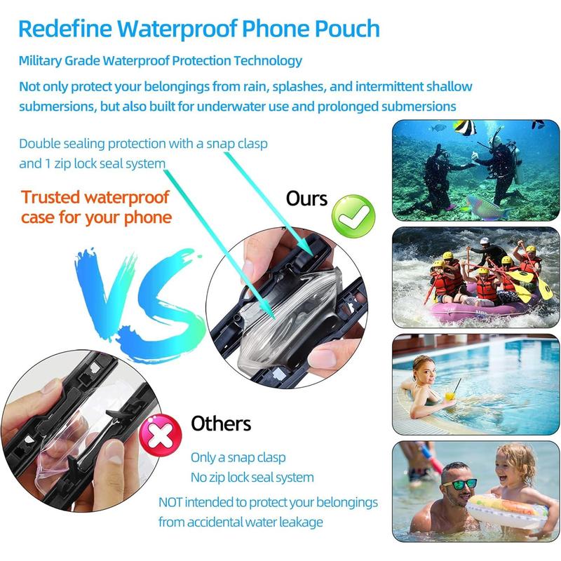 Airuntech waterproof pouch, waterproof case with lanyard protector for iPhone 16 15 14 13 12 11 pro Max, waterproof cellphone bag beach cruise ship vacation accessories