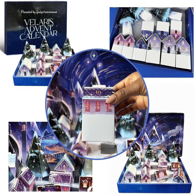 Velaris Advent Calendar, 1 Box 12 Days Christmas Advent Calendar with Jewels & Stationary & Gadgets, Christmas Countdown Calendar Gift for Friend Family